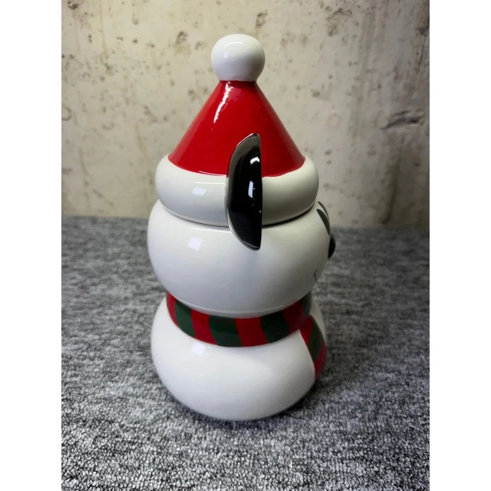 Disney Mickey Mouse Snowman Ceramic Holiday Cookie Jar Canister Zrike Brands 10